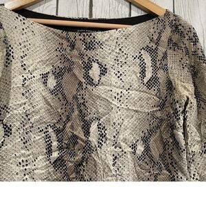 ZARA Snakeskin Print Flowy Long Sleeve Loose Blouse Lightweight Boat Neckline S‎